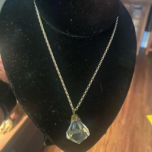 Elegant Sterling Silver Chin & Oversized Diamond Shaped Crystal Pendant